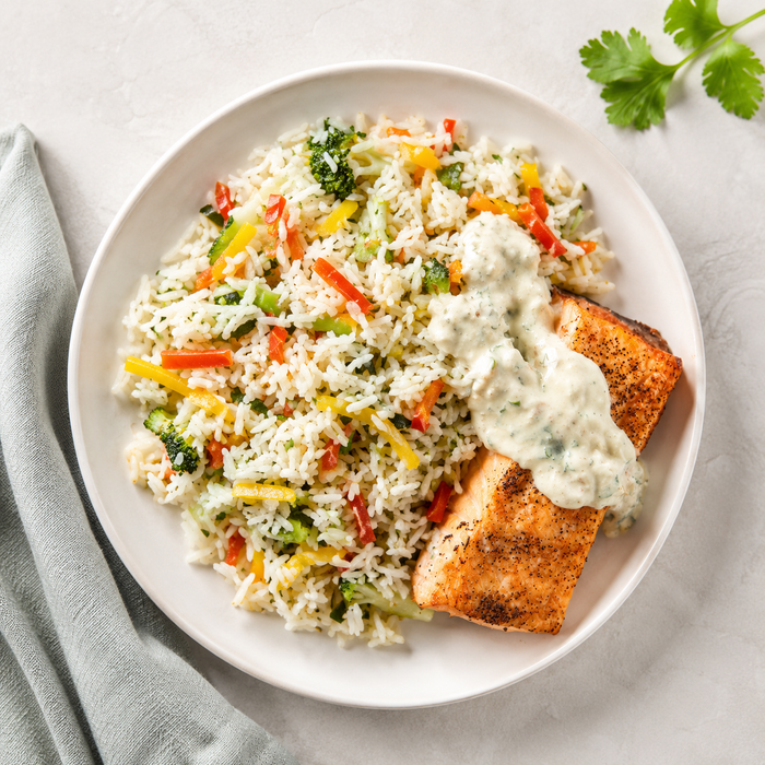 Pavé de saumon & riz aux petits pois