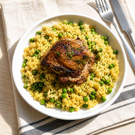 Poulet rôti et riz safrané